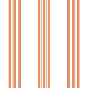 classic stripe - thin and medium lines peach and white - salmon stripe wallpaper and fabric