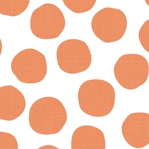 peach dots - salmon dots on white - textured crooked dots wallpaper and fabric