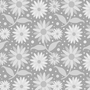 Gray Floral Flowers Daisy 