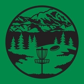  Disc Golf Course Mountain Scene - Green & Black