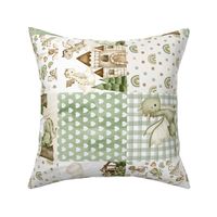 Beige Green Dragon Patchwork Rotated
