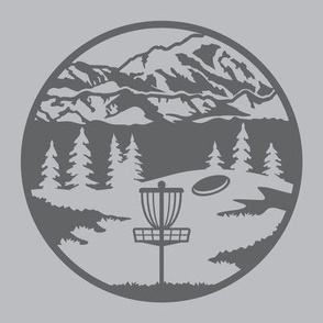  Disc Golf Course Mountain Scene - Medium & Light Gray