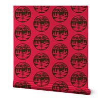  Disc Golf Course Mountain Scene - Hot Pink & Black