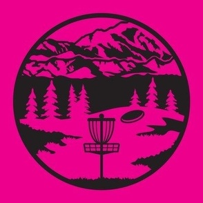  Disc Golf Course Mountain Scene - Hot Pink & Black