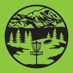  Disc Golf Course Mountain Scene - Lime Green & Black