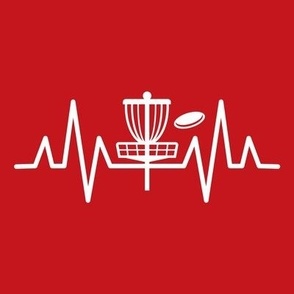  Live & Breath Disc Golf -HEARTBEAT PULSE EKG STRIP - Red & White