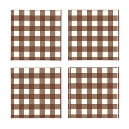 Gingham Cinnamon Brown  White