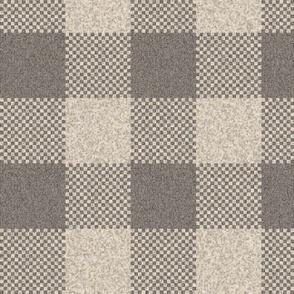 Woven Gingham Plaid Taupe Grey