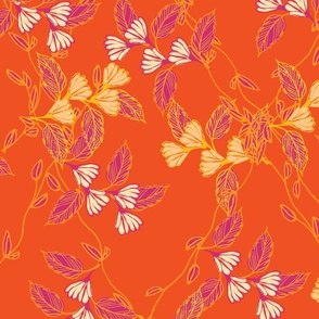 Sketched Trellis Florals in Pantone Summer 2023 fuchia, yellow, pinks, oranges