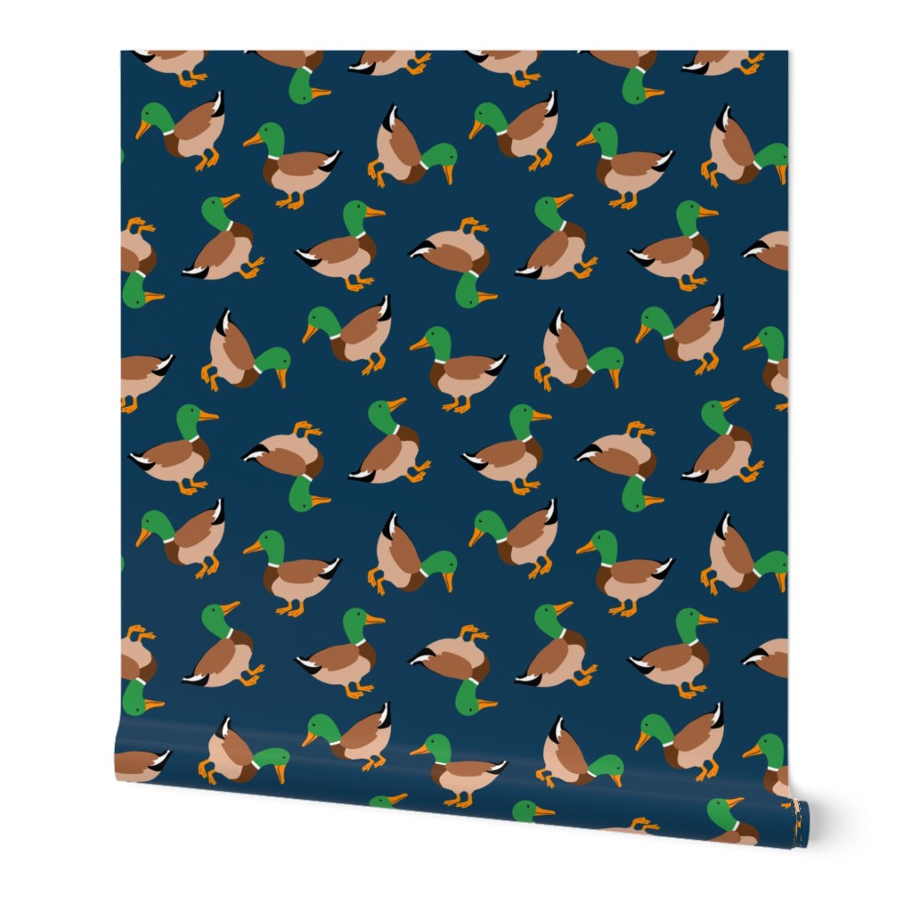 mallard ducks navy blue SMALL