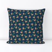 mallard ducks navy blue SMALL