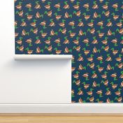 mallard ducks navy blue SMALL