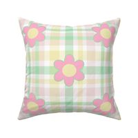 Floral Plaid Pink Yellow Green 