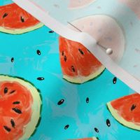 Bright summer watermelon on blue