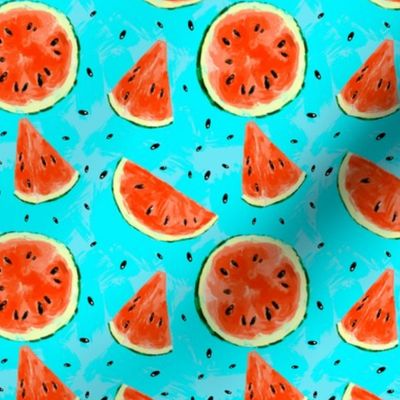 Bright summer watermelon on blue