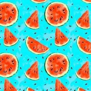 Bright summer watermelon on blue