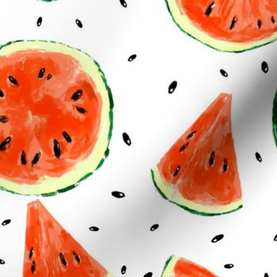 Red bright watermelon on white
