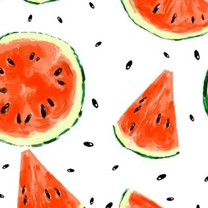 Red bright watermelon on white