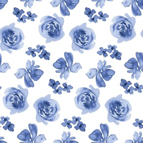 Watercolor blue florals | Classic blue