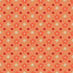 49-Small-a-Indian Floral -Ditsy flowers in red , beige and Orange