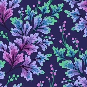 Frilled Foliage - Purple / Teal