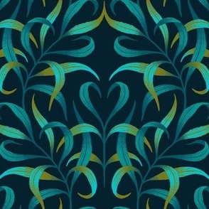 Curled Leaves - Emerald Green / Teal