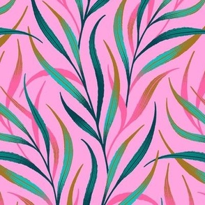 Wavy Fronds - Pink / Teal / Mustard