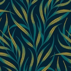 Wavy Fronds - Emerald / Mustard