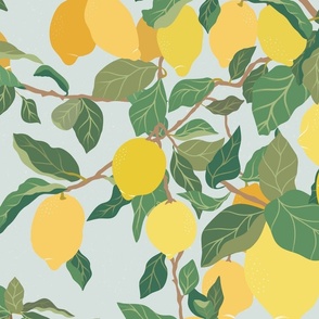 Lemon Tree Pattern on Blue - Large