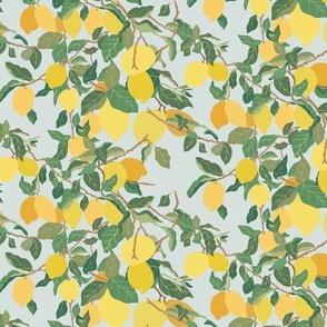 Lemon Tree Pattern on Blue - Small