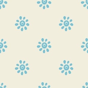 Simple flower - Turquoise & off-white