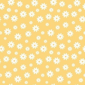 Monochrome White Daisies on Yellow