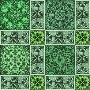 Aged Turkish Tiles in Emerald Green Multi - Square