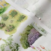 18" Cute Watercolor British English Garden Landscape, Happy Gardening Kingdom  Baby Girl and nursery fabric perfect for kidsroom wallpaper, kids room, kids decor