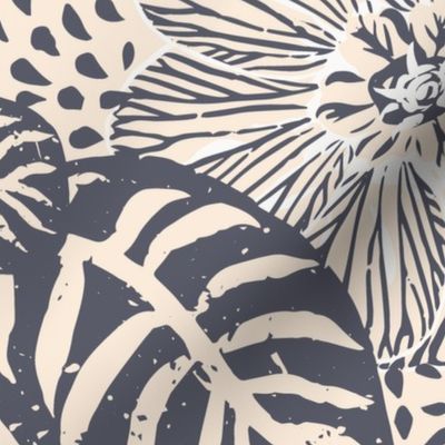 Zebra Flower Animal print - Large - Charcoal