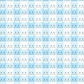 extra small// Checkers Gingham Kawaii Cats Baby Blue