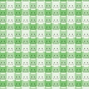 extra small// Checkers Gingham Kawaii Cats Emerald green