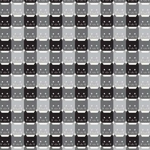 extra small// Checkers Gingham Kawaii Cats Gothic Black