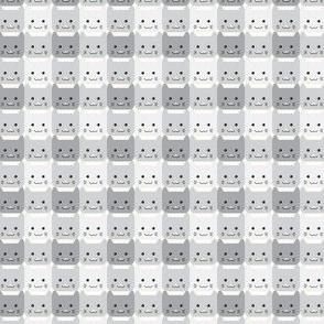 extra small// Checkers Gingham Kawaii Cats Grey