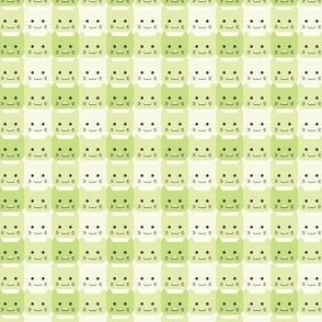 extra small// Checkers Gingham Kawaii Cats Lime green