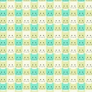 extra small// Checkers Gingham Kawaii Cats Mojito Lime