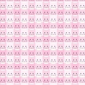 extra small// Checkers Gingham Kawaii Cats Pastel pink