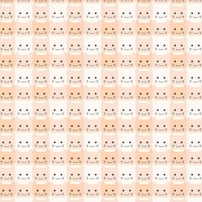 extra small// Checkers Gingham Kawaii Cats Peach orange