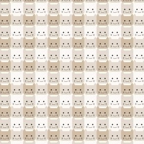extra small/ Checkers Gingham Kawaii Cats Taupe
