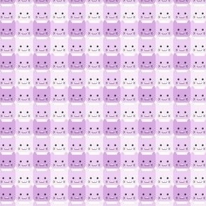 extra small/ Checkers Gingham Kawaii Cats Violet pastel