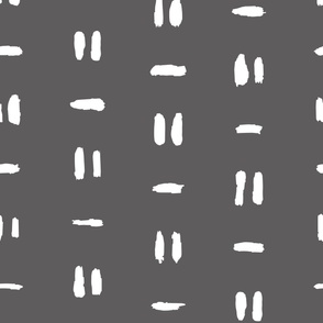 Minimalist Mudcloth block print | Large Scale | Dark grey, creamy white | multidirectional brush strokes