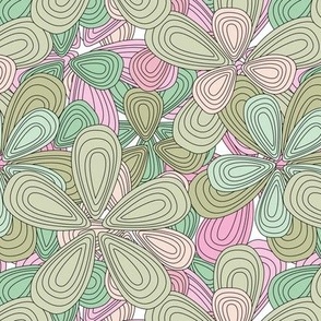 Groovy funky blossom - hawaii hibiscus flowers abstract retro nineties summer design sage mint pink blush