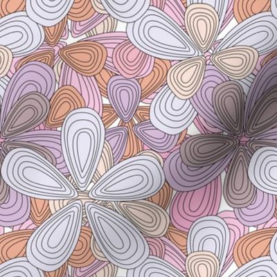 Groovy funky blossom - hawaii hibiscus flowers abstract retro nineties summer design lilac pink beige