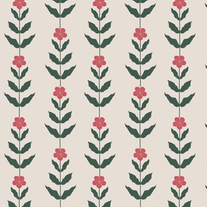 Indian Palace - red flowers staggered stripes