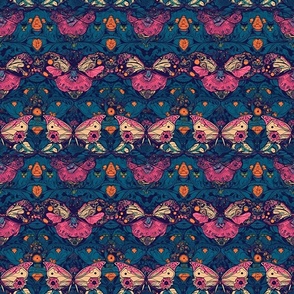 Butterfly Damask Teal and Pink